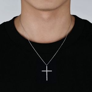 Moissanite 💎 14K White Gold 925 Sterling Silver Cross Necklace